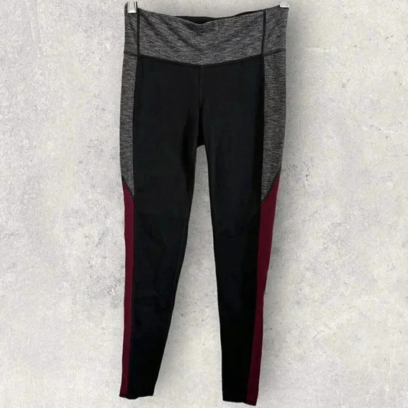 Athleta leggings women's MT, tall, color block, black, gray and burgundy - Picture 1 of 12